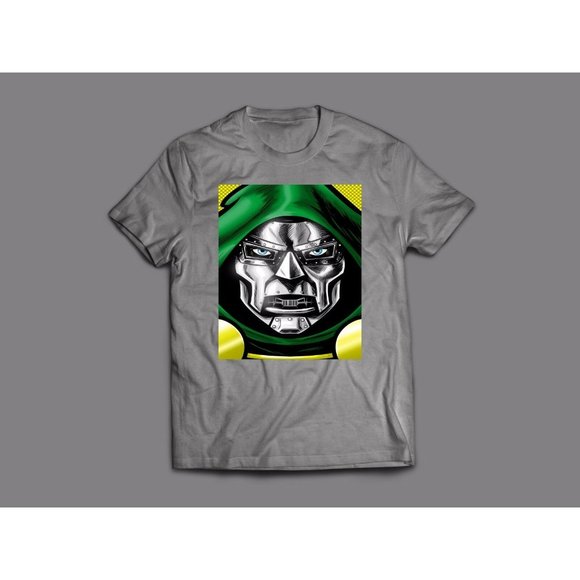 DR. DOOM  CUSTOM OLDSKOOL ARTWORK SHIRT FULL FRONT - Picture 2 of 2